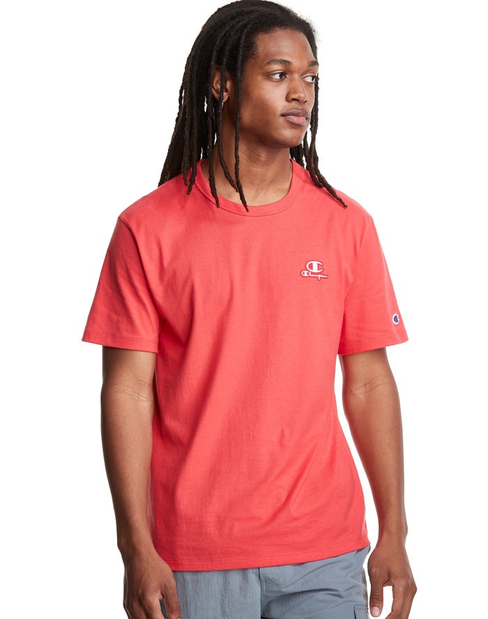 Champion Lightweight C Logo Applique T-Shirt Heren - Rood - Belgie 5329ABMKL